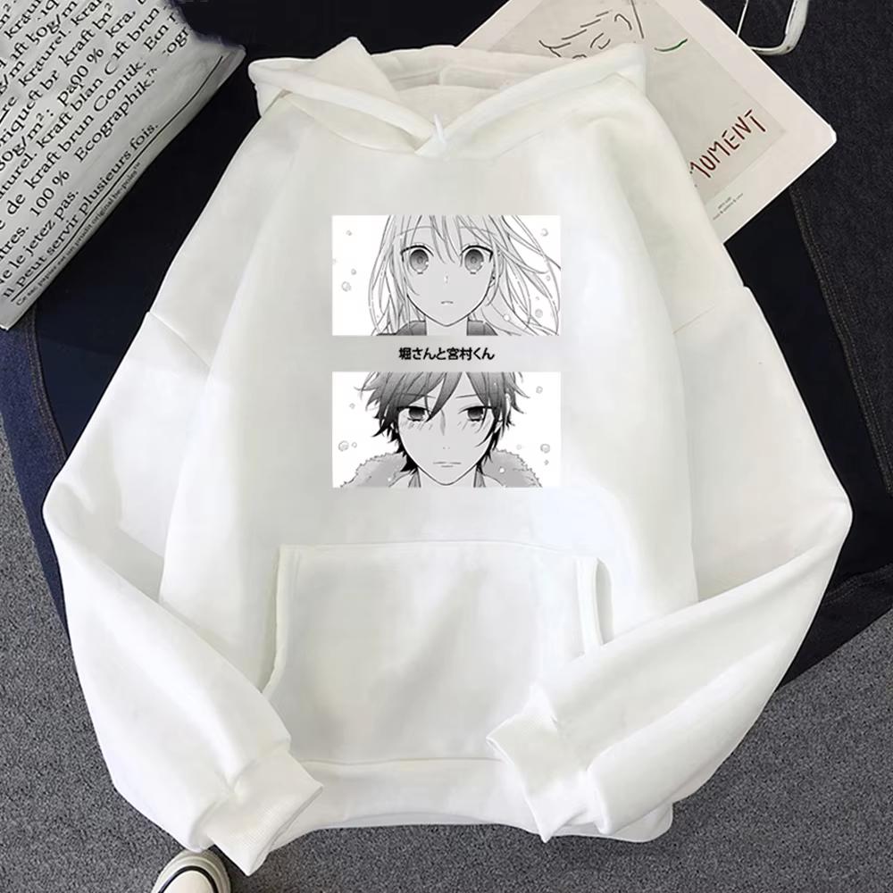 Harajuku Anime Horimiya Miyamura Izumi and Hori Kyouko Graphic Print Hooded Men Women Aesthetic Hoodies Sweatshirt Male Pullover
