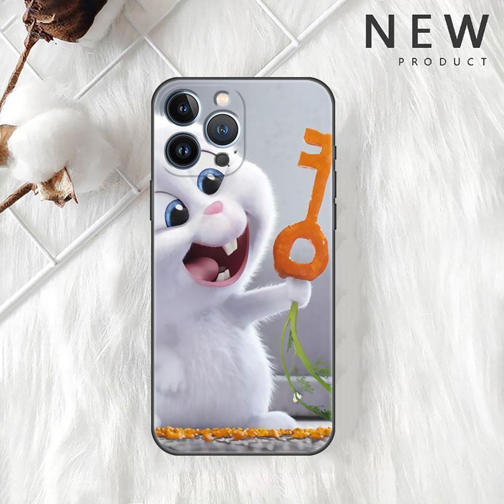 Cute Rabbit Case For Apple iPhone 11 13 14 12 Pro Max 7 8 XR X 6 5 5S SE 2022 13ProMax Black Silicone Phone Funda