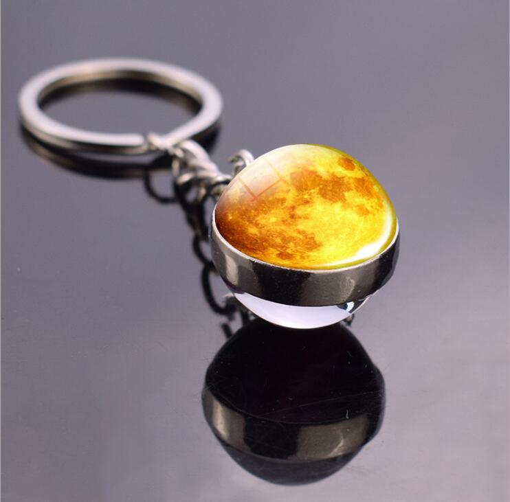 

Брелок для ключей с планетой Солнечной системы, Галактика, Туманность, Космический брелок, Луна, Земля, Солнце, Марс, художественная картина, двухсторонний стеклянный шар, брелок жёлтый