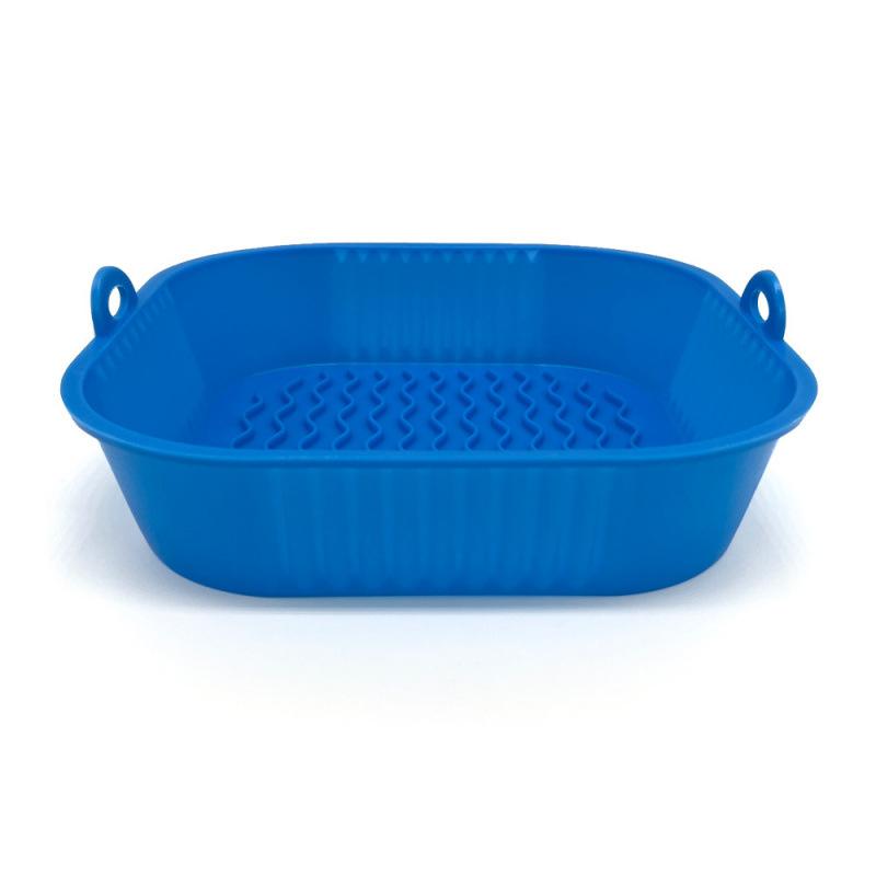 

1pc Silicone Air Fryer Liners, Reusable Baking Mats for Oven BBQ, Non-Stick Square Pad Tray, Dishwasher Safe & Food Grade синий