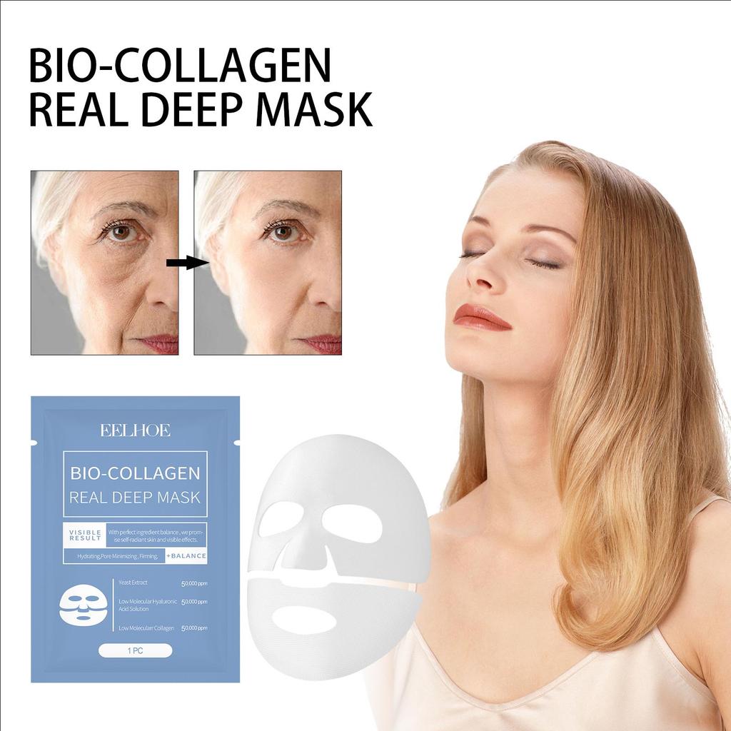 Bio Collagen Real Deep Mask Shrink Pores Deep Hydrating Overnight Face Mask Moisturizing Refreshing Brightening Face Skin Care