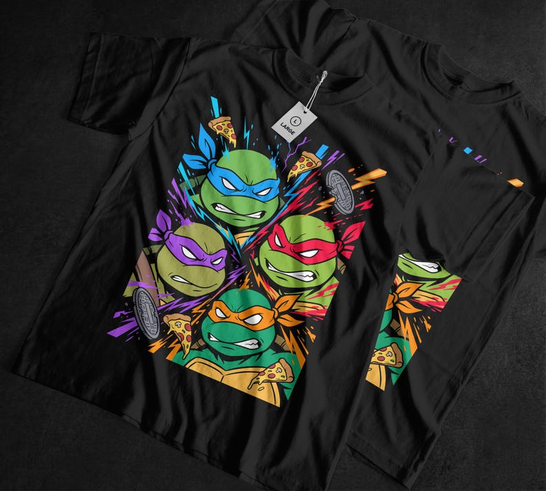 Unisex Vintage Cartoon Shirt, 90s Nostalgia, Ninja Team Graphic, Kid Gift, Party Present 140
