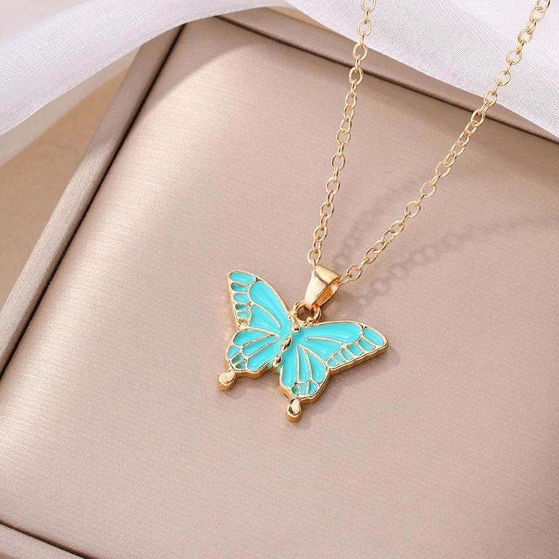 Accessories Fashion Oil Drip Alloy Pendant Personalized Oil Drip Butterfly Necklace Autumn New Items