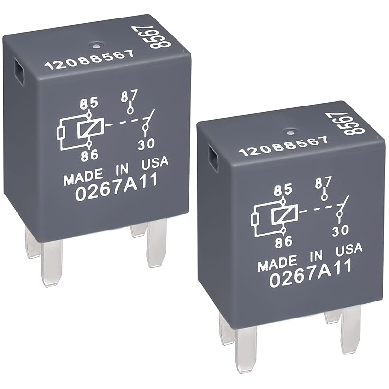 Relay 12088567 8567 (Pack of 2), High-Performance Automotive Relay 12088567 Compatible for Buick Cadillac Chevrolet GMC Pontiac Ecm Flashers Strater