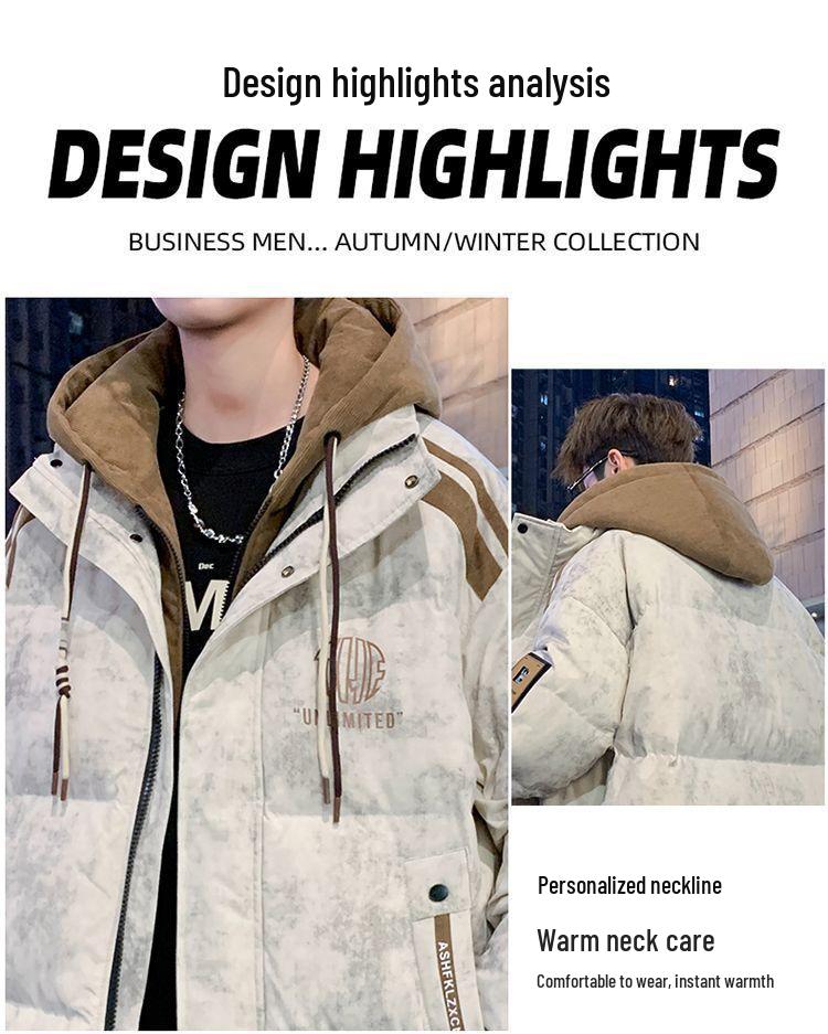 Men's Winter 2024 Stylish Hooded White Duck Down Jacket - Thick, Warm & Fashionable Two-Piece Design