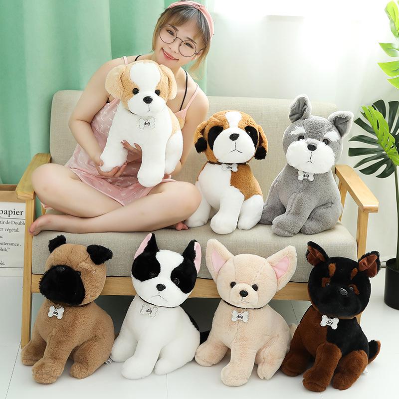 Famous Dog Plush Dolls: Husky, Bulldog, Shih Tzu, Schnauzer