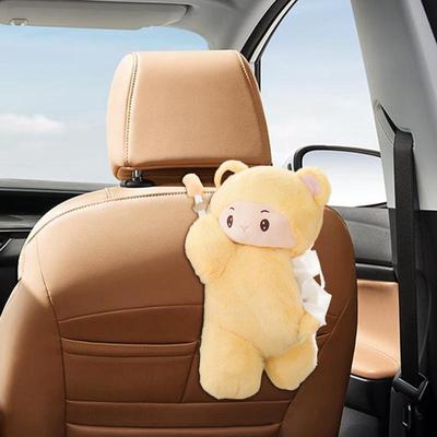 Cartoon Car Tissue Holder Plush Monkey Tissue Holder Space-Saving Tissue Box Soft Tissue Holder For Commuting Travel