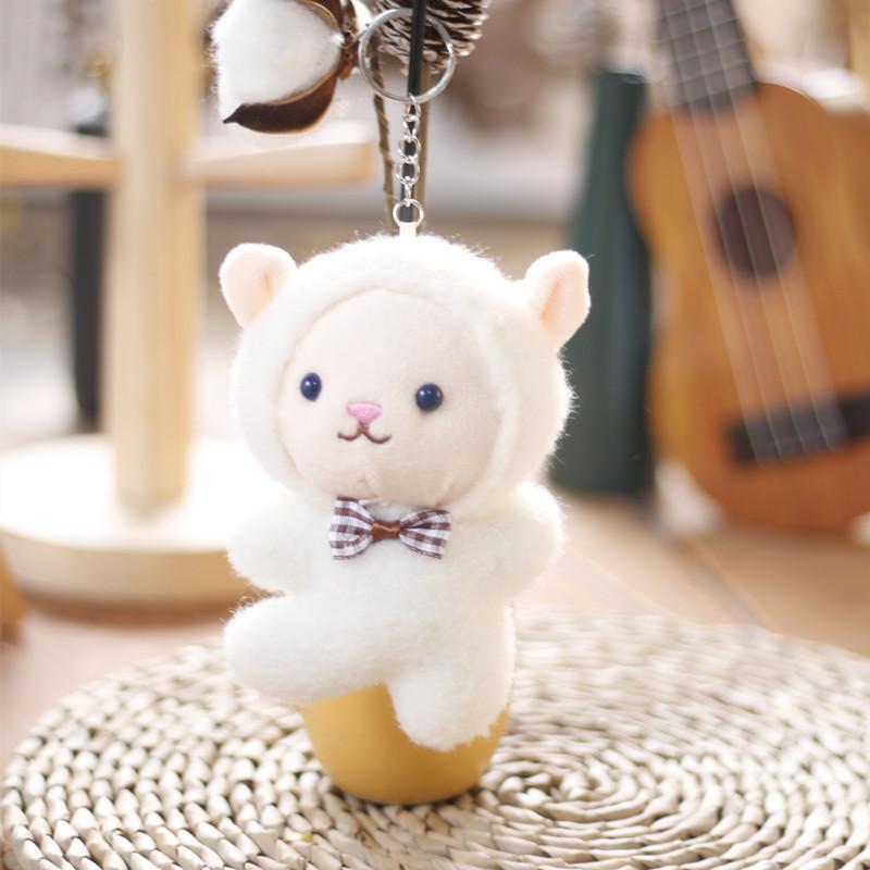 Cute Fluffy Sheep Plush Keychain Soft Pp Cotton Lamb Doll Bag Decoration