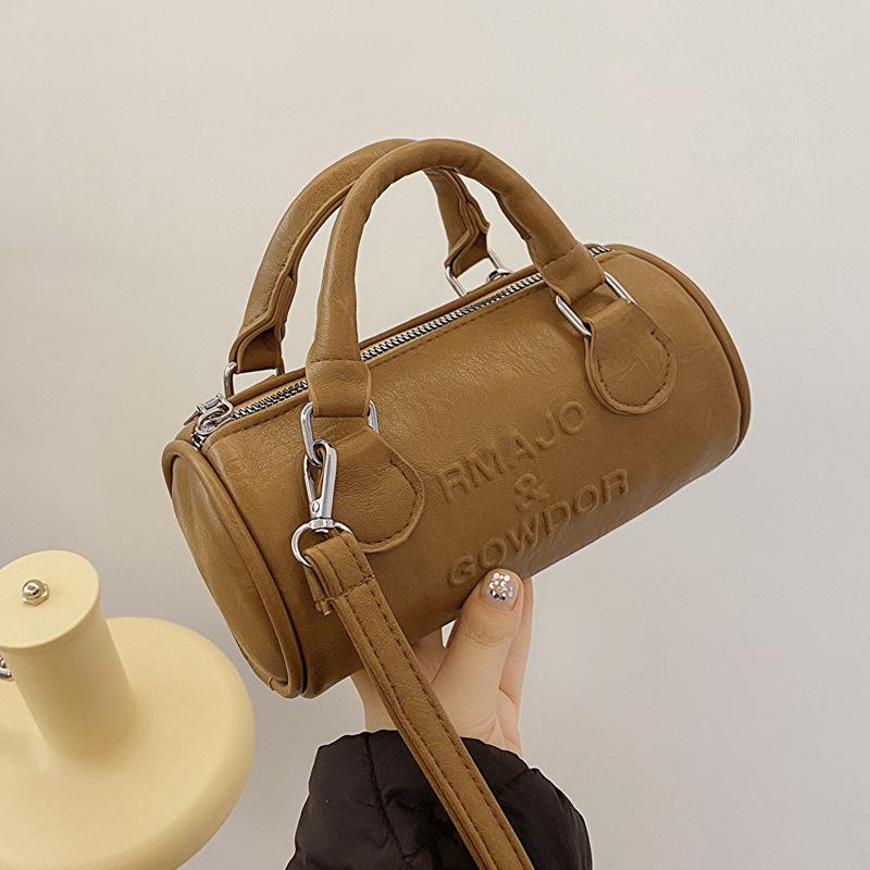 

Retro foreign style design 2025 new fashion casual solid color Boston high value crossbody shoulder handbag
