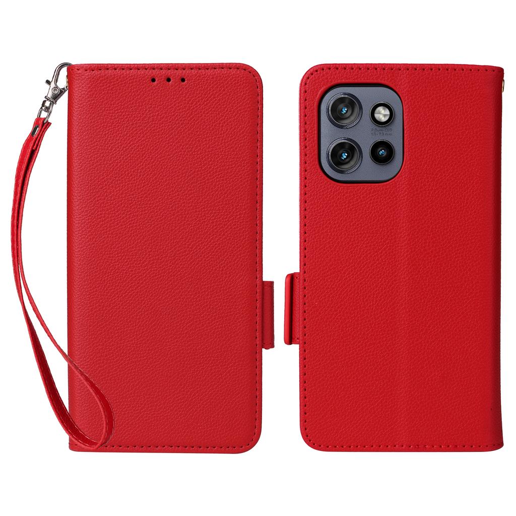 For Motorola Thinkphone 25 5G/Edge 50 Neo 5G/Moto S50 5G Case with Wrist Strap Litchi Texture PU Leather Wallet Phone Cover