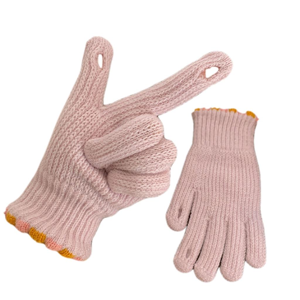Knitted Five Finger Gloves with Loop Design and Ribbed Cuffs for Everyday Use and Comfortable Hand Protection