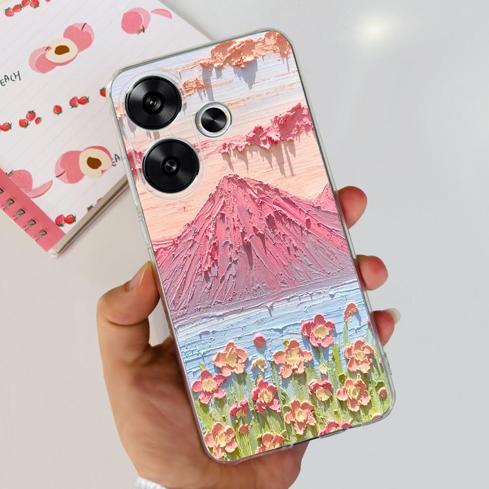 Flower Butterfly Women Fashion Back Cover For Xiaomi Redmi Turbo 3 Phone Funda Transparent Soft TPU Silicone Coque For Poco F6