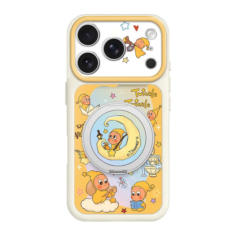 Applicable to iphone11promax iPhone case 11 cartoon moon 11 rotating bracket 11 cute cartoon woman