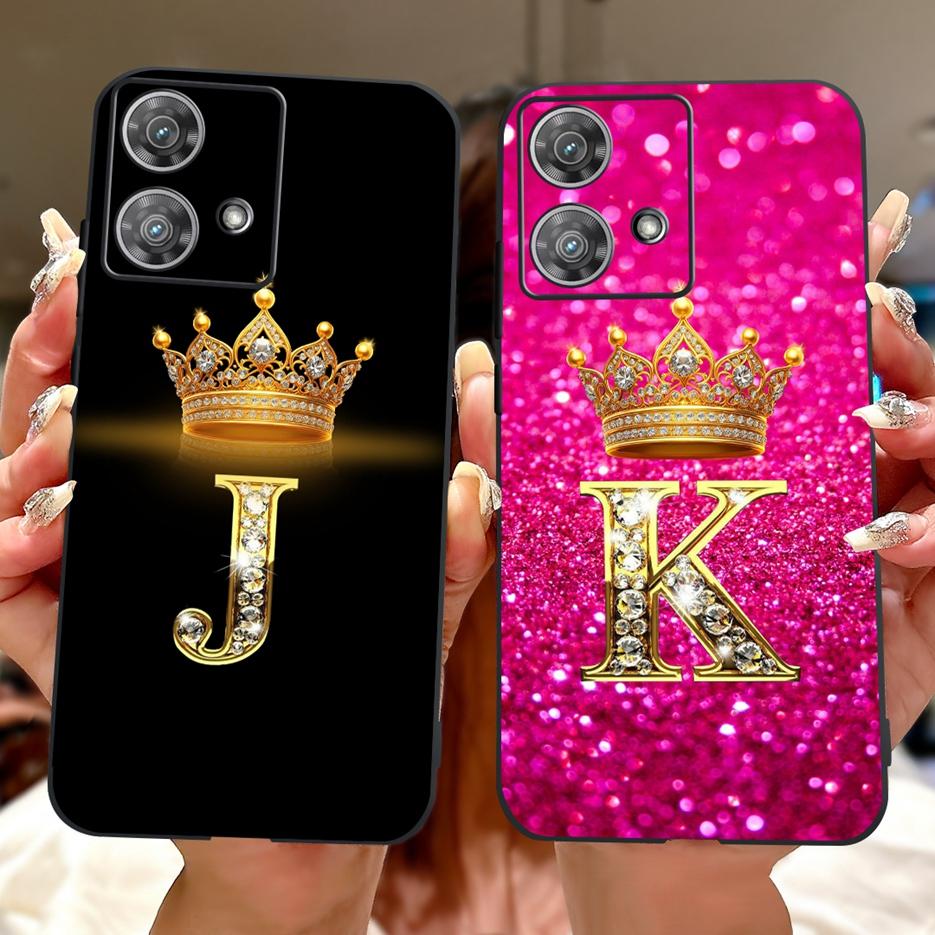 For Motorola Edge 40 Neo Case XT2307-1 Cute Crown Letters Cover Soft Silicone Phone Cases For Motorola Edge 40 Edge40 Neo Fundas