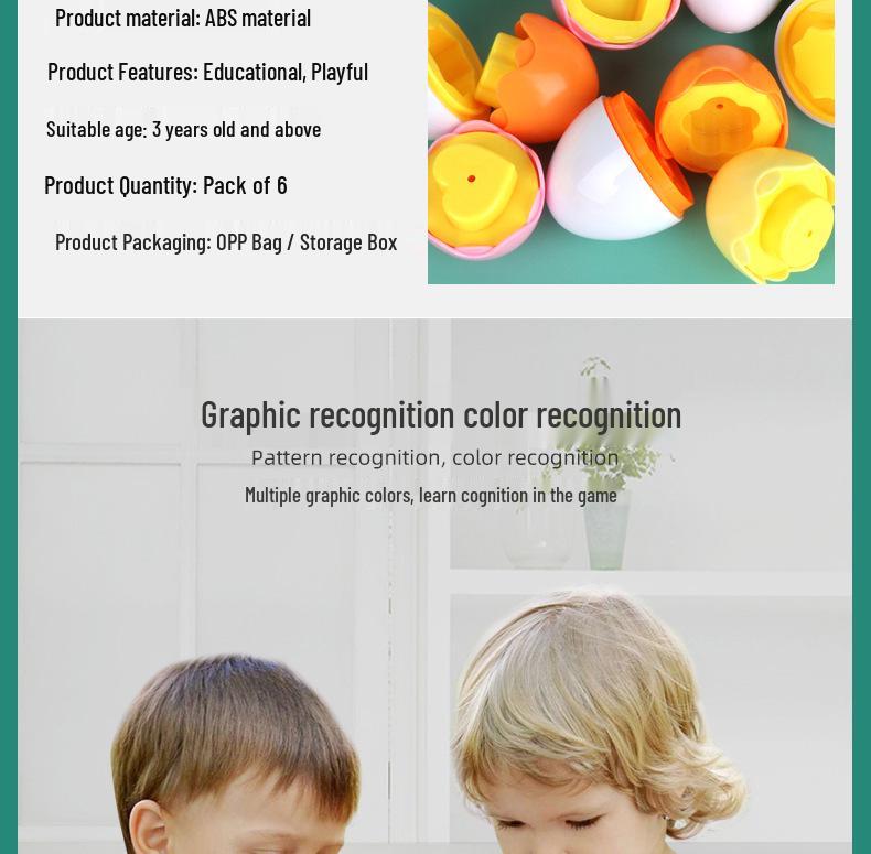 Early Education Children's Stackable Shape and Color Matching Eggs
