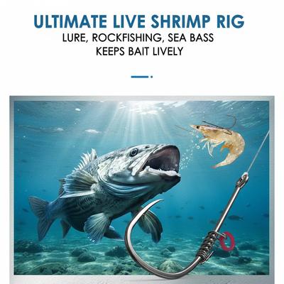 Saltwater Live Shrimp Hooks Shrimp Back Hooks Spring Loaded Live Shrimp Rig Floating Lure Rig Hooks Bass Grouper Pike Catfish
