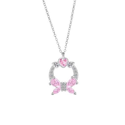 Flash Diamond Butterfly Necklace Women's Light Luxury Niche Mori Zircon Girl Stainless Steel Clavicle Chain