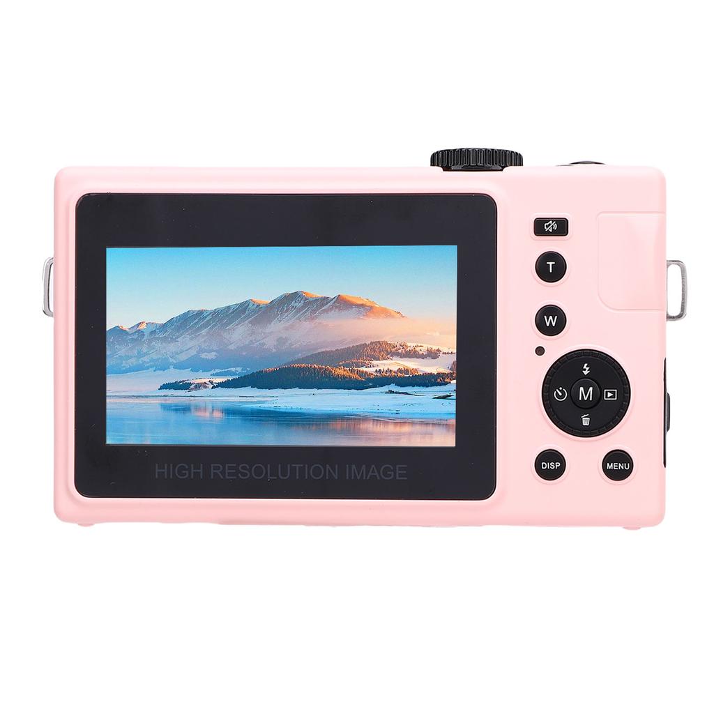 4K Digital Camera for Photography Autofocus 64MP HD Camera with 10 Filters Front Flash 3 Inch Screen Pink