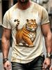 Funny 3D Animal Tiger Print Men's T-shirt Fashion Cool Daily Short Sleeve T shirt Casual Loose Crew Neck Y2k Top Summer Clothing