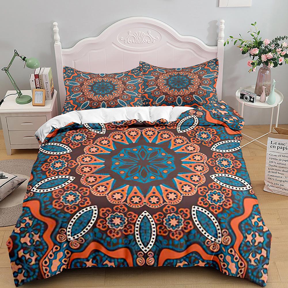 Bohemian Print Quilt Set Three-Piece, Home Textile Bedding