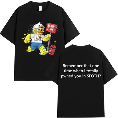 Blame John Funny Shedletsky Forsaken Meme Graphic 100%cotton Men's Shirt Shirt Y2K Summer Women's Fashion Oversized Streetwear
