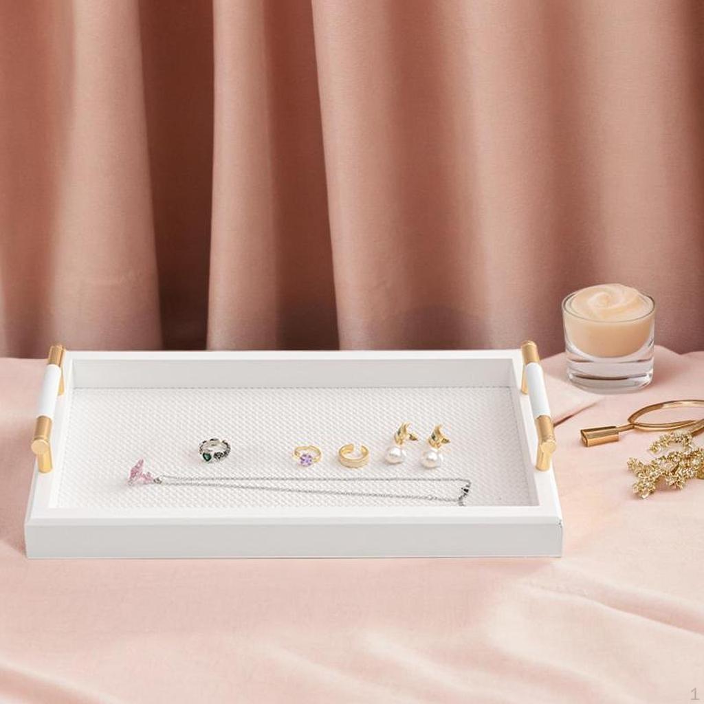 Rectangle Serving Tray, Dessert Plate with Handle, Tea Tray Storage Organizer, Vanity Jewelry