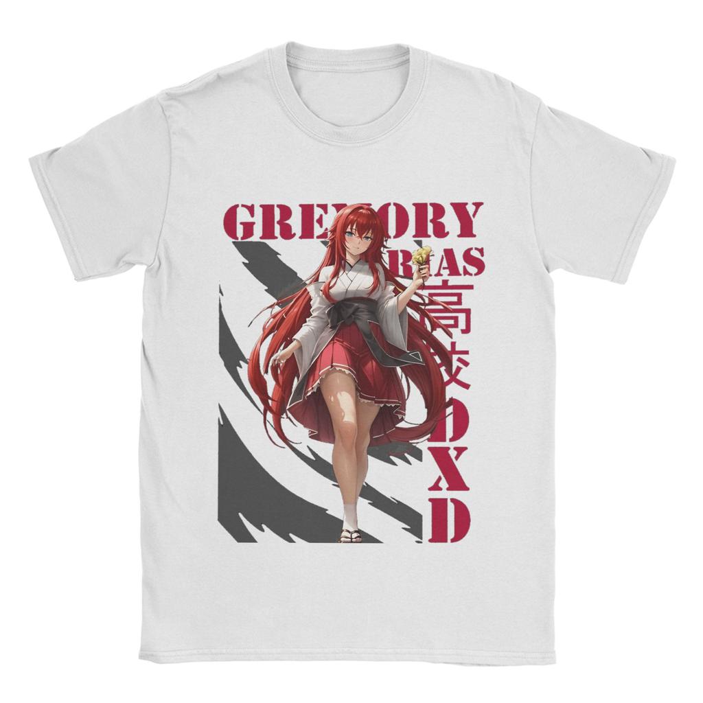 Rias Gremory DxD T Shirts Men's  100% Cotton Vintage T-Shirt Round Collar  Tee Shirt Short Sleeve Clothing Original