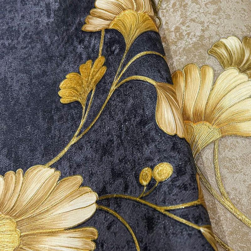 Vintage Ginkgo Leaf Wallpaper 3D Living Room Bedroom Background Hotel Vine Floral Wall Paper House Decoration