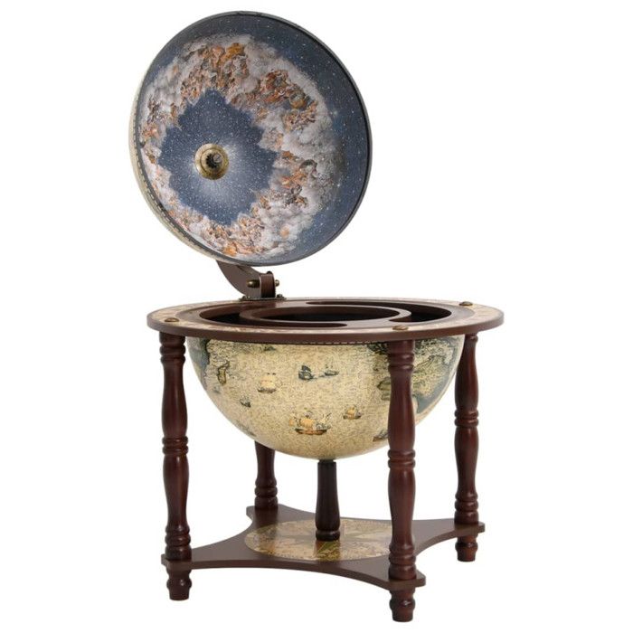 Support à vin - VIDAXL - Globe en bois d'eucalyptus massif - Marron - 42 x 42 x 57 cm - Non assemblé