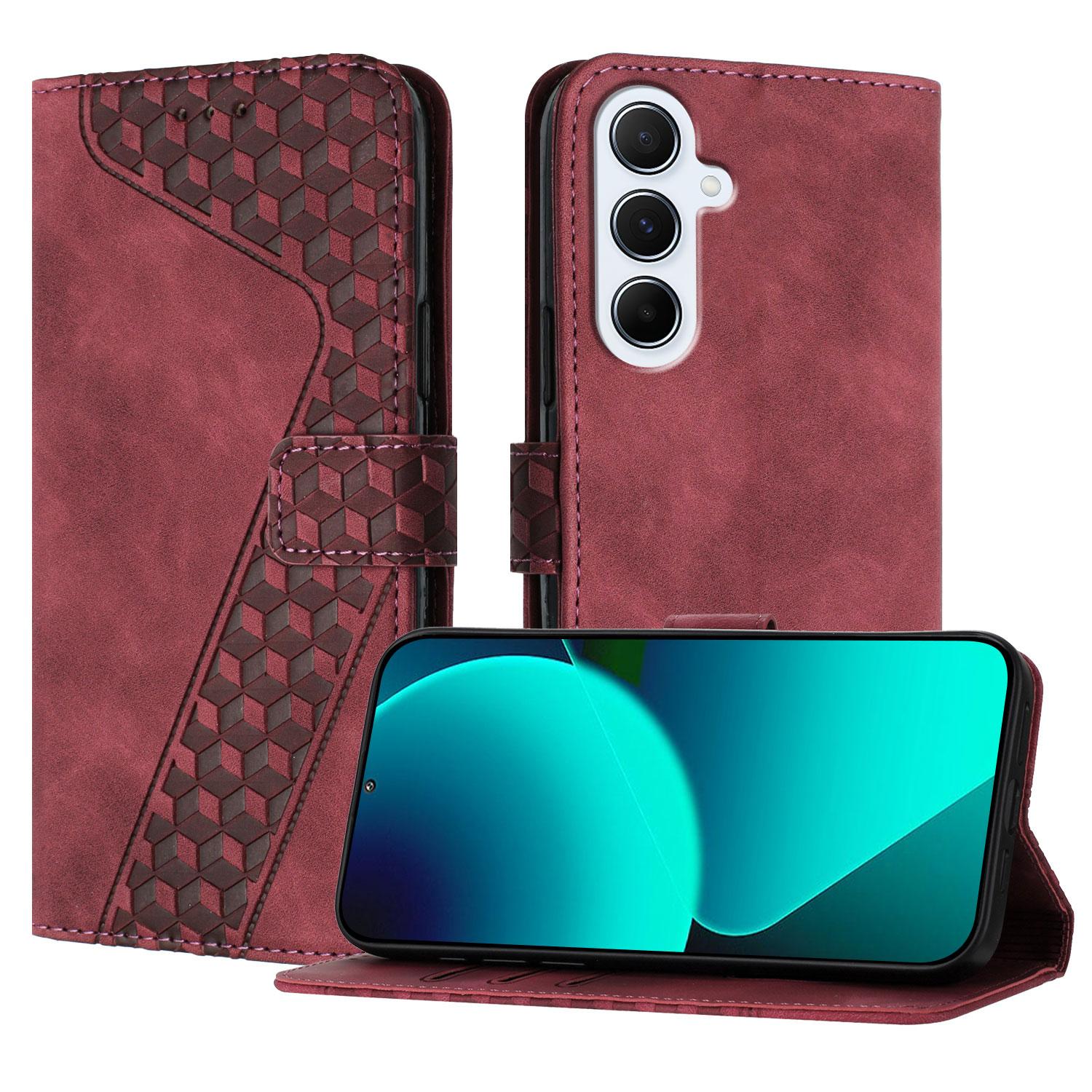 

For Samsung Galaxy A26 5G Leather Case 7-Shaped Pattern Wallet Stand Shockproof Phone Cover Brown