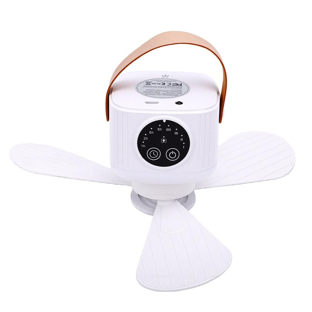 Portable Outdoor Ceiling Fan Adjustable Light Rechargeable 3 Blades Ceiling Fan for Outdoor White