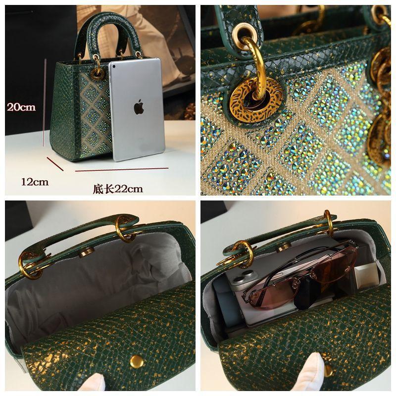 Strukturierte High-End Atmosphärische Rauten Diana Tasche, Echte Leder Damen Handtasche, Exquisite Ein Schulter Umhänge Handtasche, Damen Tasche