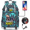 Print Kids Backpack with USB Charging Port, Teenagers School Bookbag, Lightweight Travel Daypack with Headphone Jack Anti-Theft Design