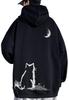 Bligo Autumn Plus Back Loose Long Cute Cat Long Korean Drop Perfect for Everyday Men's Hoodie, Size, Print, Comfortable, Fit, Sleeves, Print, Thick,
