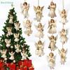 12Pcs Wooden Christmas Angel Pendants Decor Traditional Holiday Home Window Decor