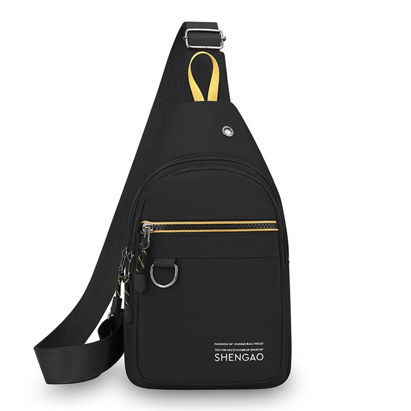 Men s new style crossbody bag, business casual men s bag, sports backpack, trendy single shoulder bag, oxford cloth, thick and d чёрный