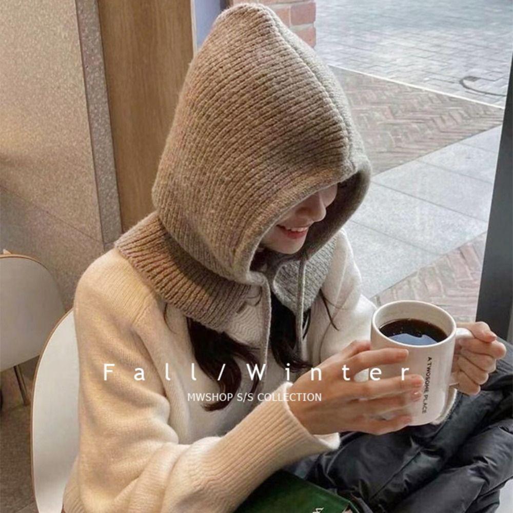 Scarves Balaclava Hat Pullover Hat Knitted Scarf Creative Ear Protection Hat Female/Girls