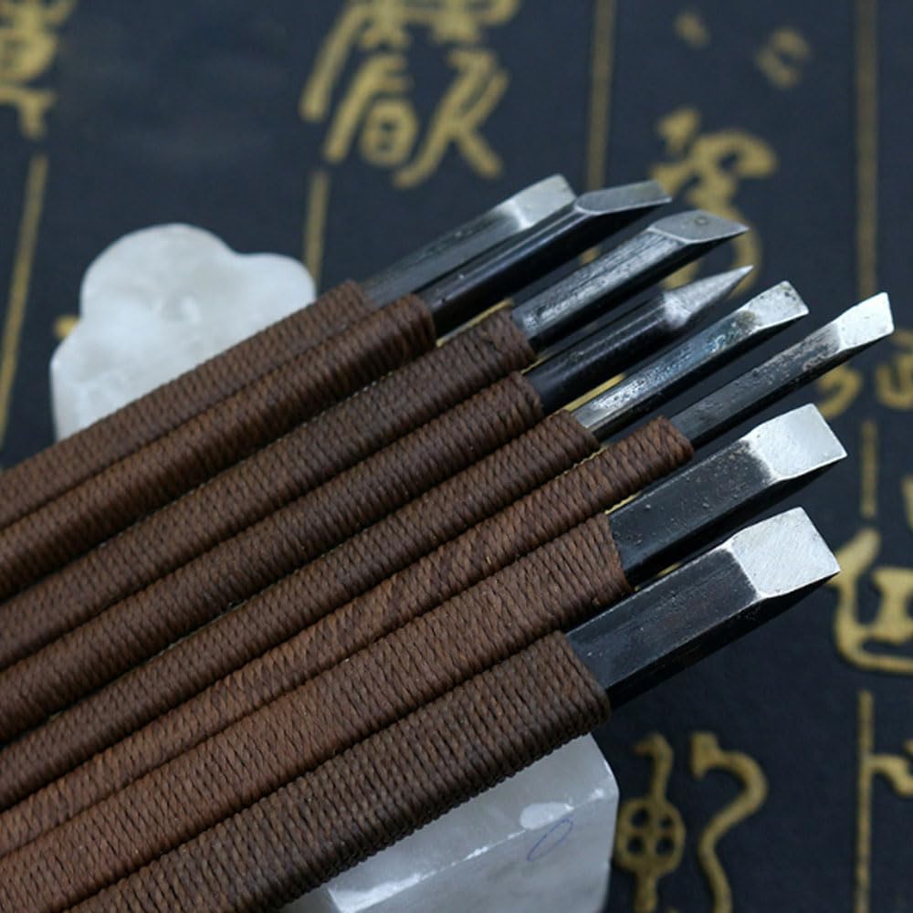 Set of 11 Tungsten Carving Seal Carving Thread Sharp Stone Carving and Leather Case Knives, Knives, Spools, Knives,