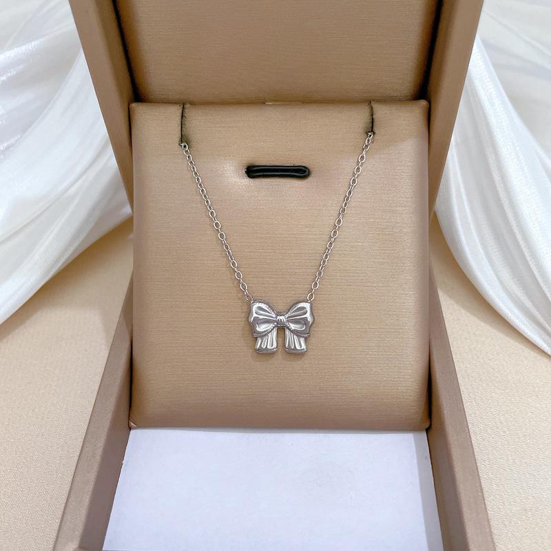 Bow Mori Personality Minimalist Furnace Real Gold Necklace Female Collarbone Chain