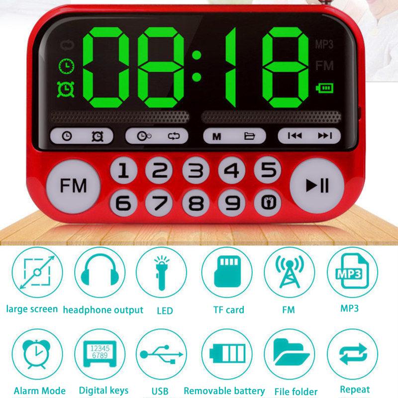 Mini difuzor radio FM portabil Player muzical Card TF USB pentru PC iPod Telefon cu afișaj LED Alarmă HiFi de dans -25