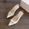 Summer 2025 Large Size Fashionable Pointed Toe Butterfly Knot Slip-On Comfortable Overhead Semi Slippers for Women