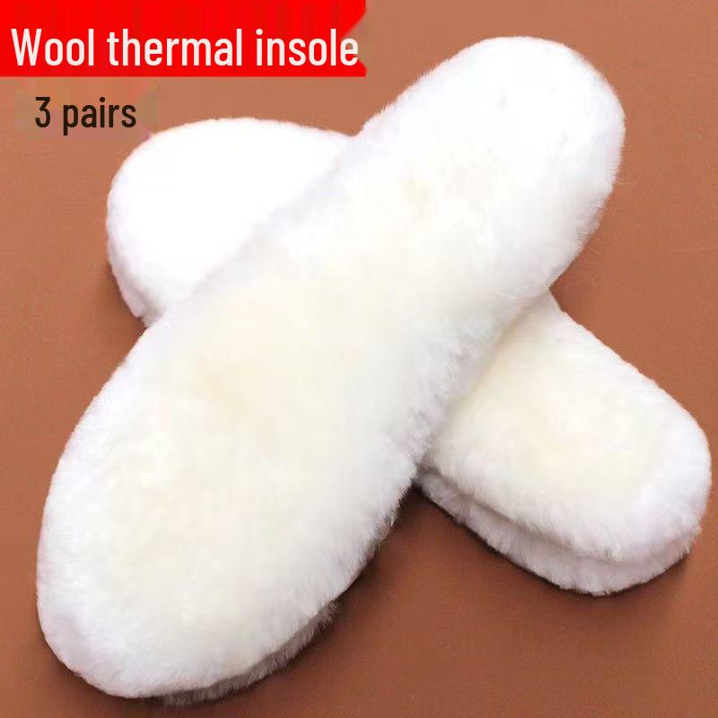 Dicke Woll-Einlegesohlen: Atmungsaktive, schweißabsorbierende, geruchshemmende Leder-Pelz-Mischung, mit Fleece gefüttert für Herren- & Damen-Schneestiefel