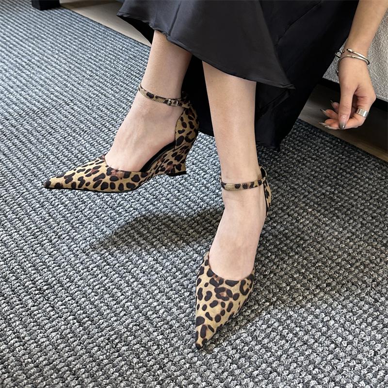 Spring Designer Pointed Toe Women Pumps Wedges High Heels Female Party Prom Slingback Shoes Zapatos De Mujer