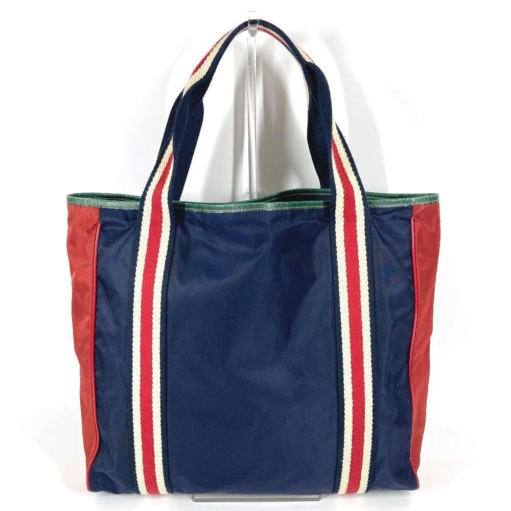 GUCCI 189665 hysteria logo Vertical Tote Bag, Shoulder Bag Nylon Navy/Red