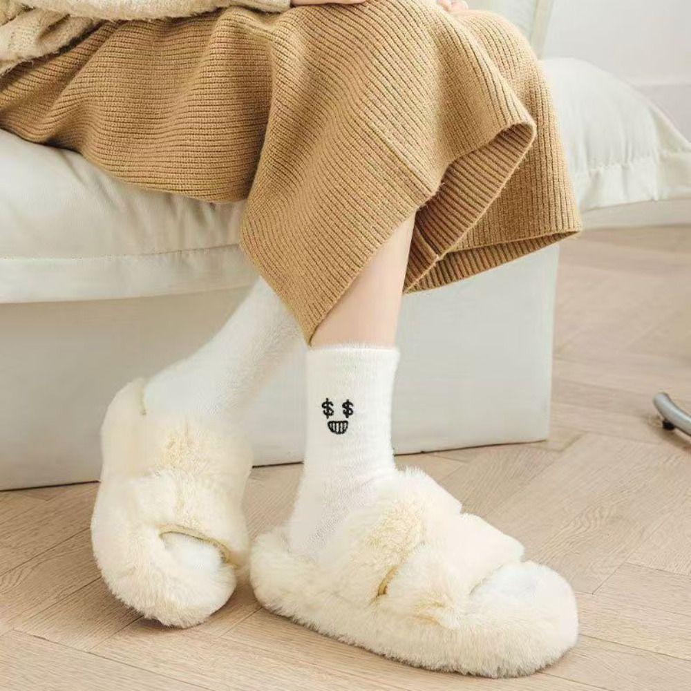 5Pairs Cartoon Plush Socks Soft Sleeping Socks Women Cute Thicken Warm Socks  Fall Winter