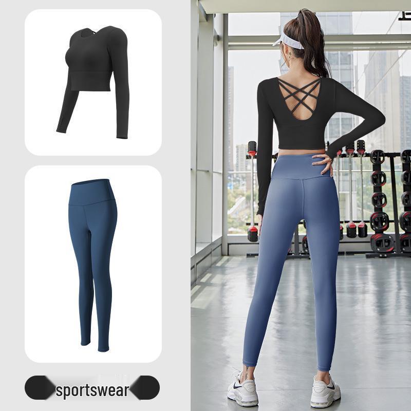 Autumn Quick-Dry Yoga Suit with Chest Pads - Seamless Slimming Long Sleeve Top for Women