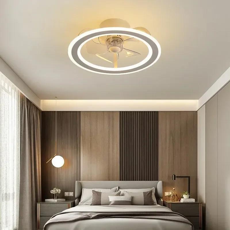 Minimalist Ceiling Fan Light Home Ceiling Bedroom Dining Room Fan Shaking Frequency Conversion Integrated Light AC 110V 220V