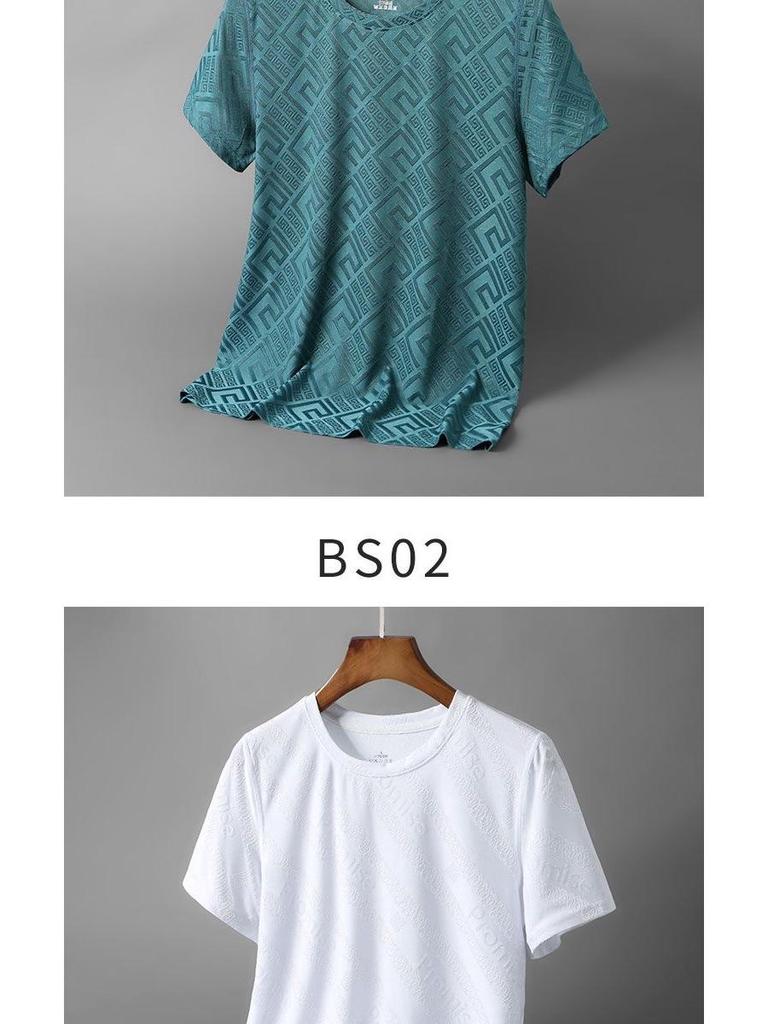 Pánské rychleschnoucí tričko z ledového hedvábí s 3D žakárovým vzorem