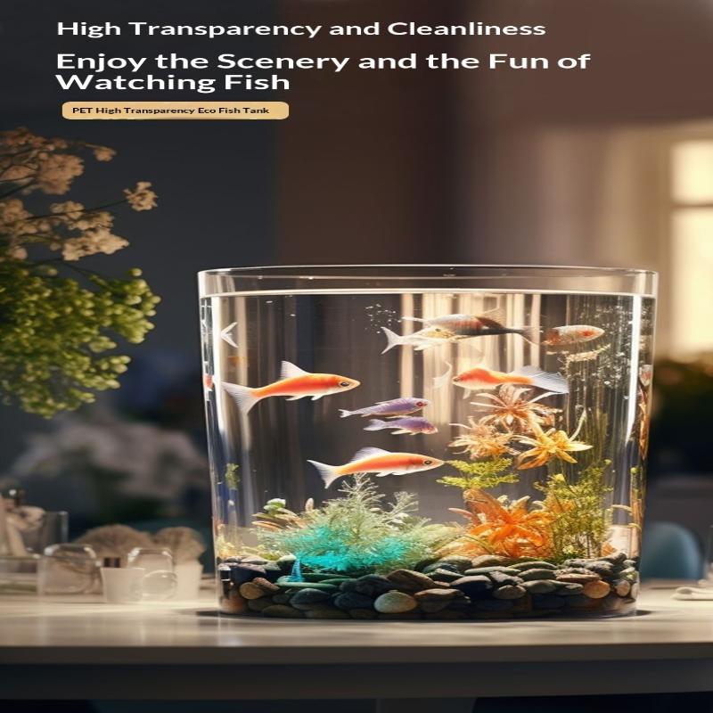 Mini Desktop Aquarium Plastic Imitation Glass Shatterproof Fish Tank Goldfish Green Plants Small Landscape Eco Tank Living Room