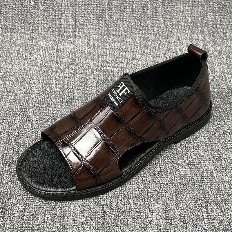 

Men s sandals 2025 new men s beach shoes non-slip outer wear casual large size 47 48 leather sandals men 38 чёрный